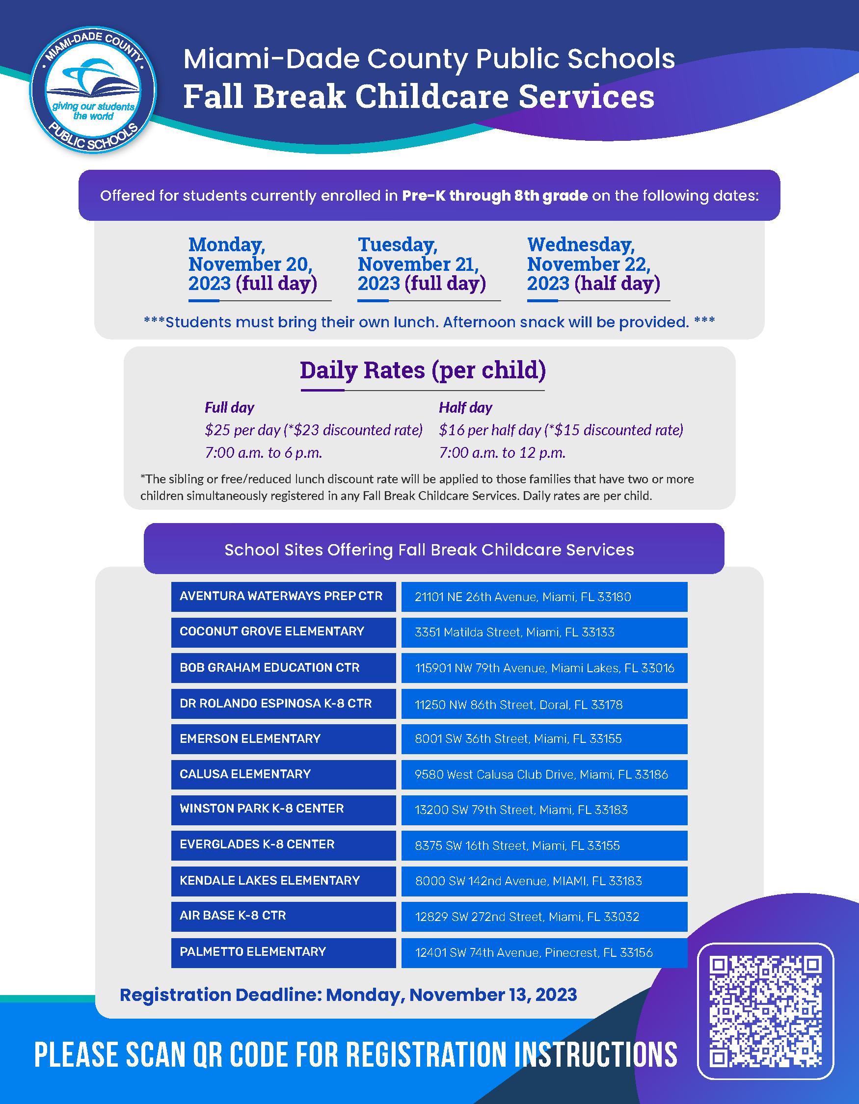 Fall Break Childcare Services